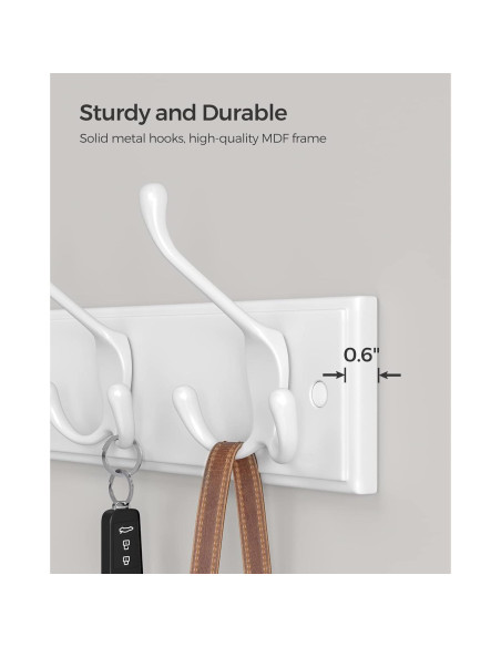 Perchero de Pared SONGMICS Blanco con 4 Ganchos Triangulares Perchero de Pared SONGMICS Blanco con 4 Ganchos Triangulares