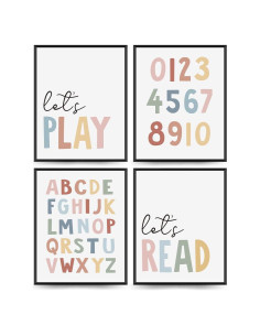 Juego de 4 Pósters Educativos Lee 20x25 cm para Niños