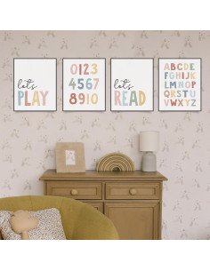 Juego de 4 Pósters Educativos Lee 20x25 cm para Niños 2