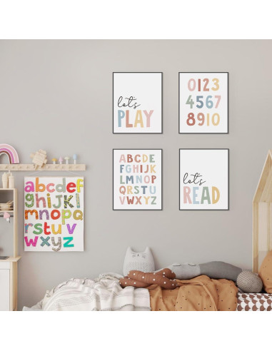 Juego de 4 Pósters Educativos Lee 20x25 cm para Niños