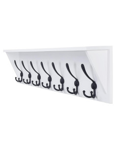 Perchero de pared Dseap con estante y 7 ganchos triples blanco