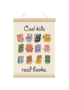 Cartel de Pared Cool Kids Read Books con Colgador de Madera 30x40 cm