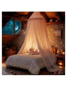 Tienda de Cama Princesa Eimilaly Rosa con Estrellas Recortadas