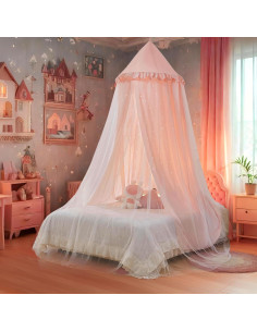 Tienda de Cama Princesa Eimilaly Rosa con Estrellas Recortadas 2