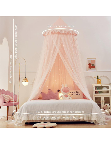 Tienda de Cama Princesa Eimilaly Rosa con Estrellas Recortadas