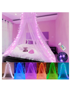 Dosel de Cama Obrecis con Luces LED Multicolor 100 cm