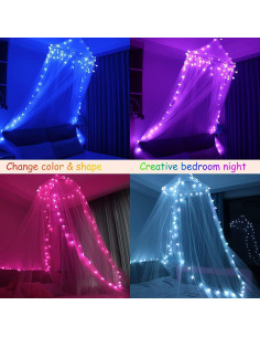 Dosel de Cama Obrecis con Luces LED Multicolor 100 cm 2