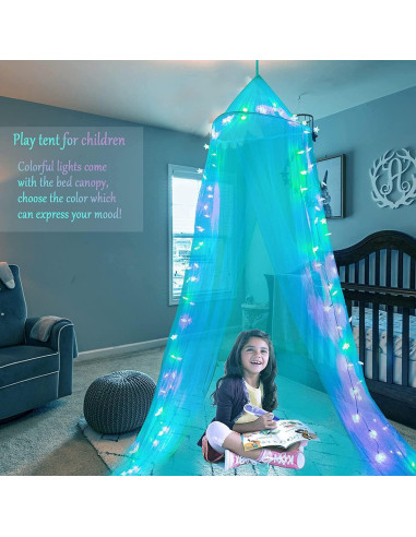 Dosel de Cama Obrecis con Luces LED Multicolor 100 cm