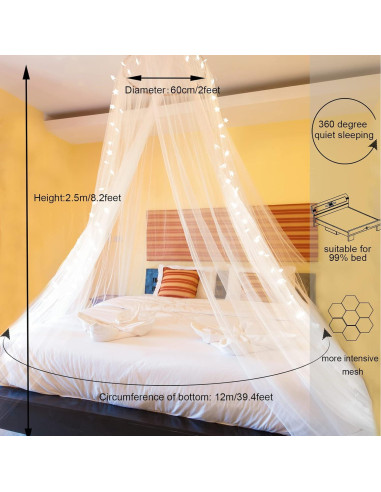 Dosel de Cama Obrecis con Luces LED Multicolor 100 cm