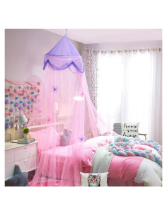 Cortina de Dosel para Cama Niñas NYDECOR Rosa y Morado 270cm