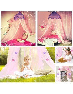 Cortina de Dosel para Cama Niñas NYDECOR Rosa y Morado 270cm 2