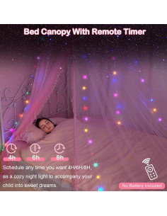 Dosel de Cama Unicornio Rosa con Luces LED y Temporizador 2