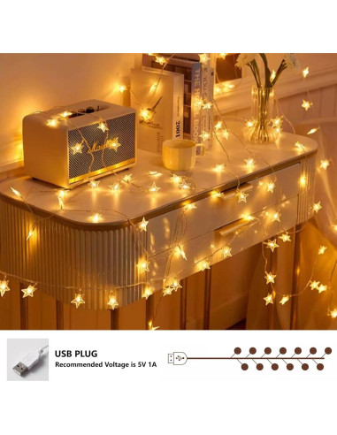 Cortina de Cama AIKASY con Dosel y Luces Estrelladas - Blanca/Azul