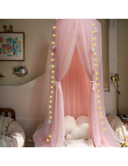 Dosel de Cama Mosquitera Rosa Anmas Home 240x290 cm con Luces Dosel de Cama Mosquitera Rosa Anmas Home 240x290 cm con Luces