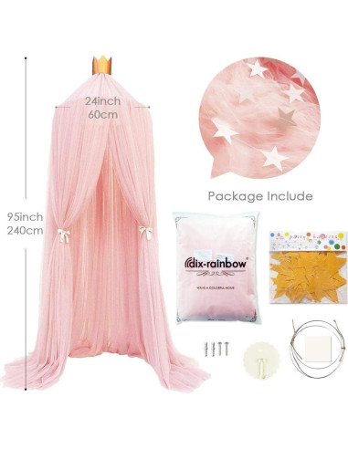 Dosel de Cama Mosquitera Rosa Anmas Home 240x290 cm con Luces