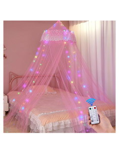 Dosel de Cama Princesa Unicornio Rosa con Luces LED 259cm