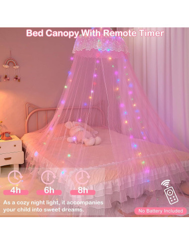 Dosel de Cama Princesa Unicornio Rosa con Luces LED 259cm