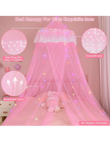 Dosel de Cama Princesa Unicornio Rosa con Luces LED 259cm