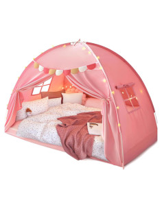 Carpa de Cama Completa Razee Rosa para Niños con Banderines