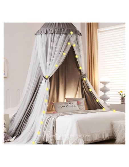 Dosel de Cama Hommi Lovvi Gris con Luces de Estrellas 280 cm
