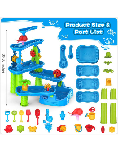 Mesa de Agua para Niños Onysurui 9986 con Ducha y 13 Accesorios