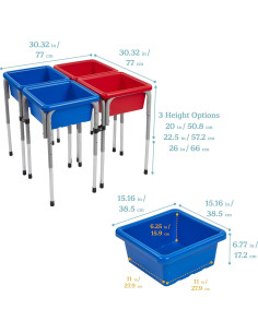 Mesa de Juego Sensorial ECR4Kids Ajustable 76.8cm Azul/Rojo 2