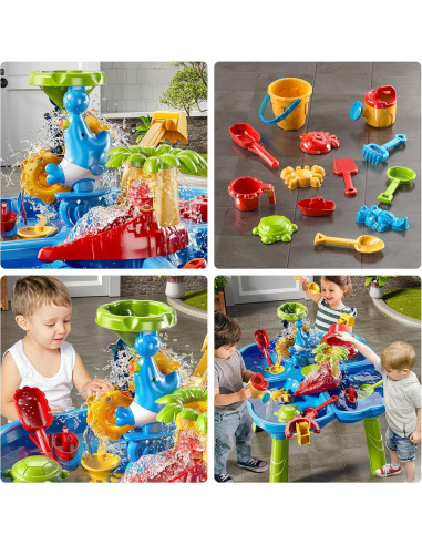 Mesa de Agua y Arena 4 en 1 NIPLOOOW para Niños 3-6 Años