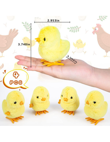 Juguetes de Pollo de Cuerda 3 Nutrias - 4 Piezas de Peluche