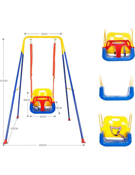 Juego de columpio 3 en 1 CALU LUKY para niños pequeños