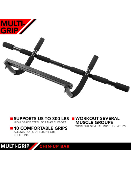 Barra de Dominadas JFIT Multi-Grip 136 kg Acero Acolchada