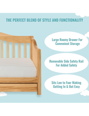 Cama de Día para Niños Dream On Me Natural 139x74x71 cm