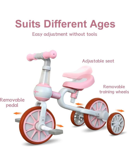 Triciclo Infantil XIAPIA UU Rosa Ajustable 2-4 Años Triciclo Infantil XIAPIA UU Rosa Ajustable 2-4 Años