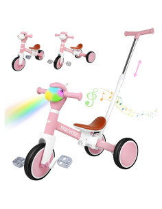Triciclo 5 en 1 FZHZZ Rosa para Niños 1 a 5 Años