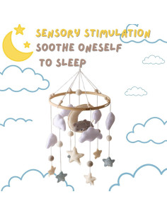 Móvil de Cuna GOODMOM Oso de Luna Hecho a Mano 24.89x23.66cm 2