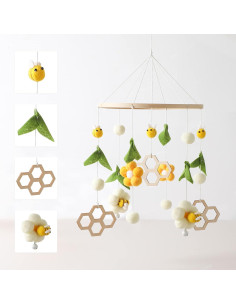 Móvil de Cuna de Bebé Campana de Viento Abeja Hecho a Mano 2
