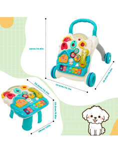 Andador de Aprendizaje 3 en 1 Azul - Juguete Educativo Multifuncional 2