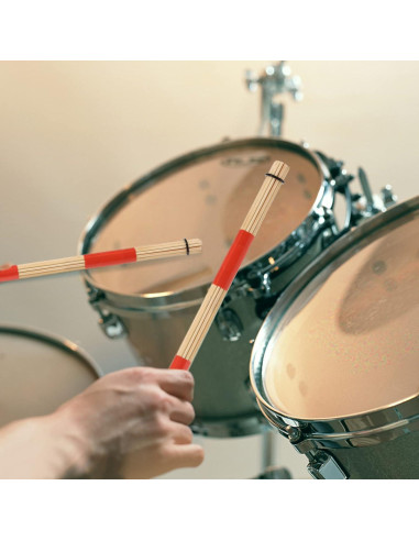 Palillos de Batería YOUEON 3 Pares 16" Bambú 5A Rojo