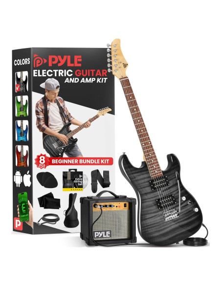 Kit de Guitarra Eléctrica Pyle 39" Negro con Amplificador 10W Kit de Guitarra Eléctrica Pyle 39" Negro con Amplificador 10W