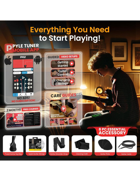 Kit de Guitarra Eléctrica Pyle 39" Negro con Amplificador 10W Kit de Guitarra Eléctrica Pyle 39" Negro con Amplificador 10W