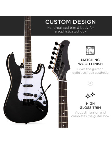 Guitarra Eléctrica Completa 39" Negro Azabache con Amplificador