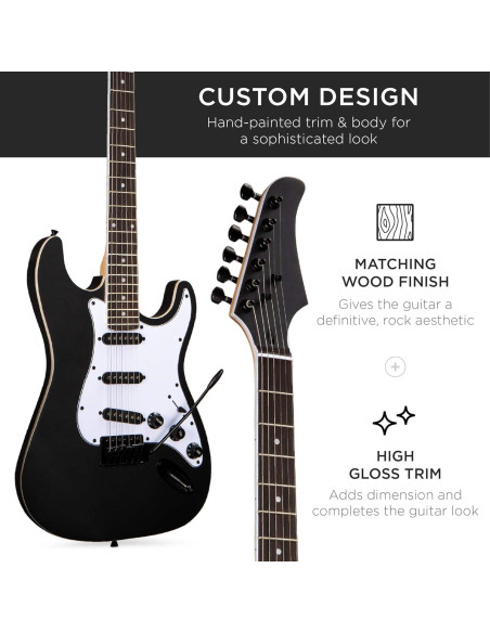 Guitarra Eléctrica Completa 39" Negro Azabache con Amplificador