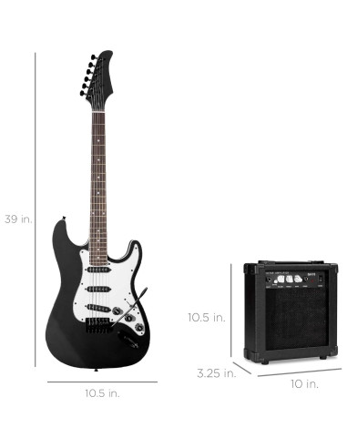 Guitarra Eléctrica Completa 39" Negro Azabache con Amplificador