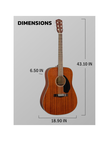 Guitarra Acústica Fender CD-60S Dreadnought Caoba con Accesorios