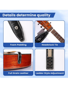 Correa de guitarra de cuero YUEKO con almohadilla 12mm 2