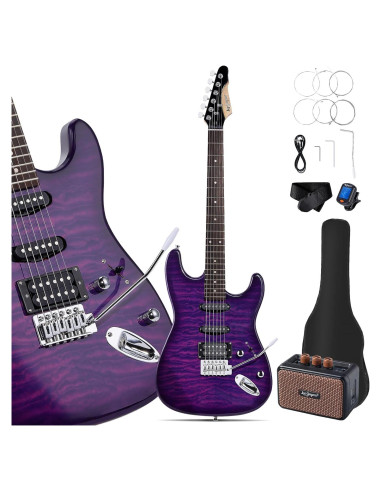 Guitarra Eléctrica Leo Jaymz ST 39" Kit Completo Océano Violeta