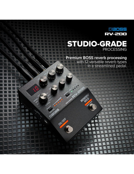 Pedal de Efectos BOSS RV-200 Reverb - 12 Tipos de Reverb