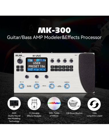 Procesador de Efectos M-VAVE MK-300 para Guitarra 320+ Efectos