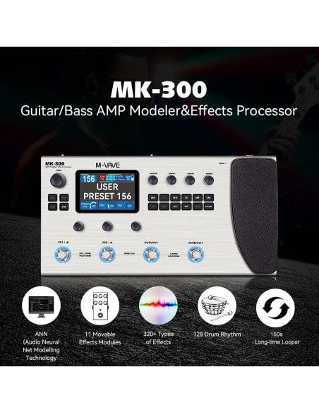 Procesador de Efectos M-VAVE MK-300 para Guitarra 320+ Efectos