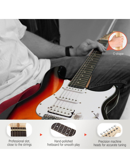 Guitarra Eléctrica Donner DST-100S 39" Sunburst Completa