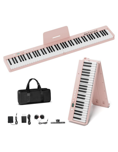 Piano Digital Plegable Cossain 88 Teclas Bluetooth Rosa